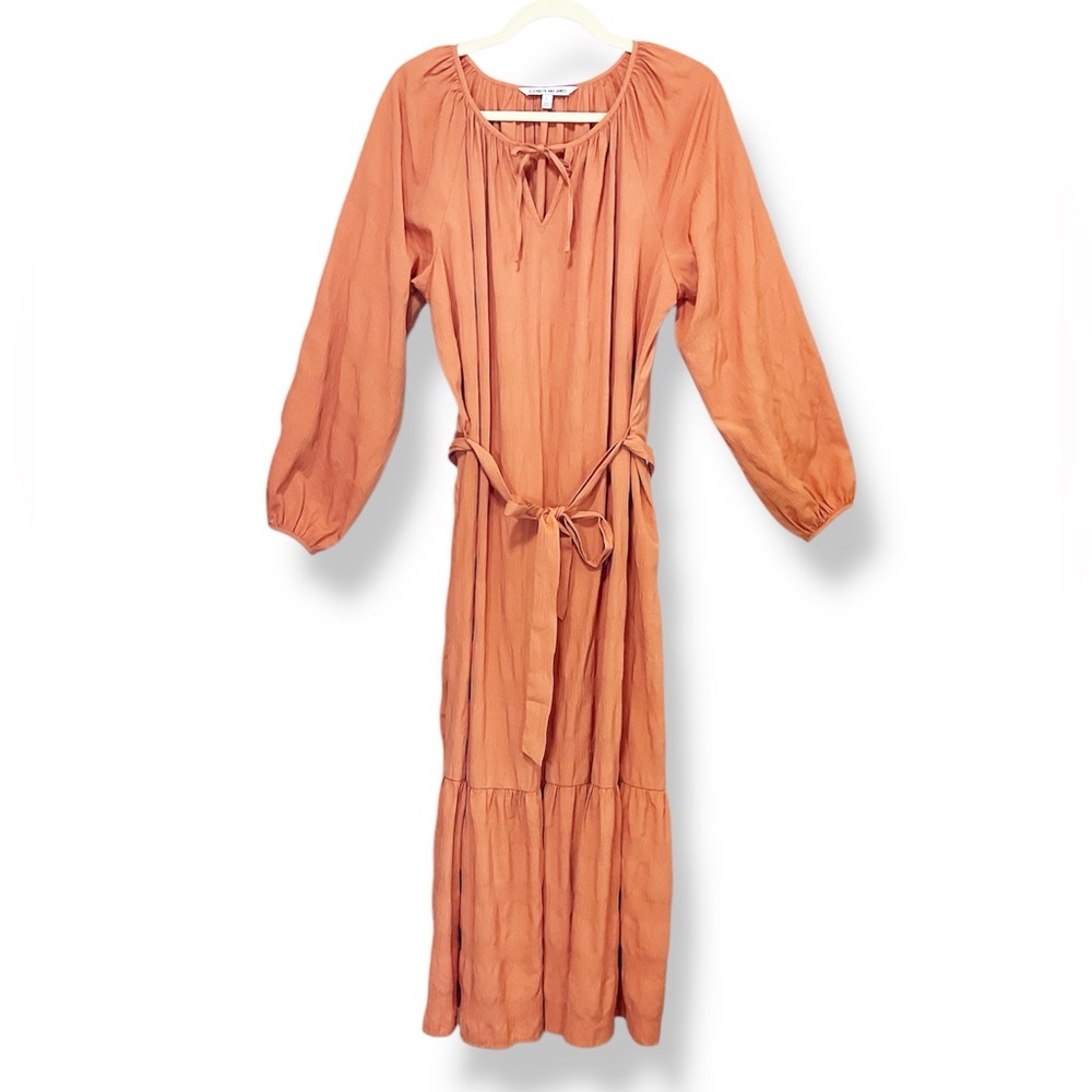 Elizabeth and James Terracotta Peasant Bodice Balloon Sleeves Tiered Maxi Dress - Picture 2 of 8
